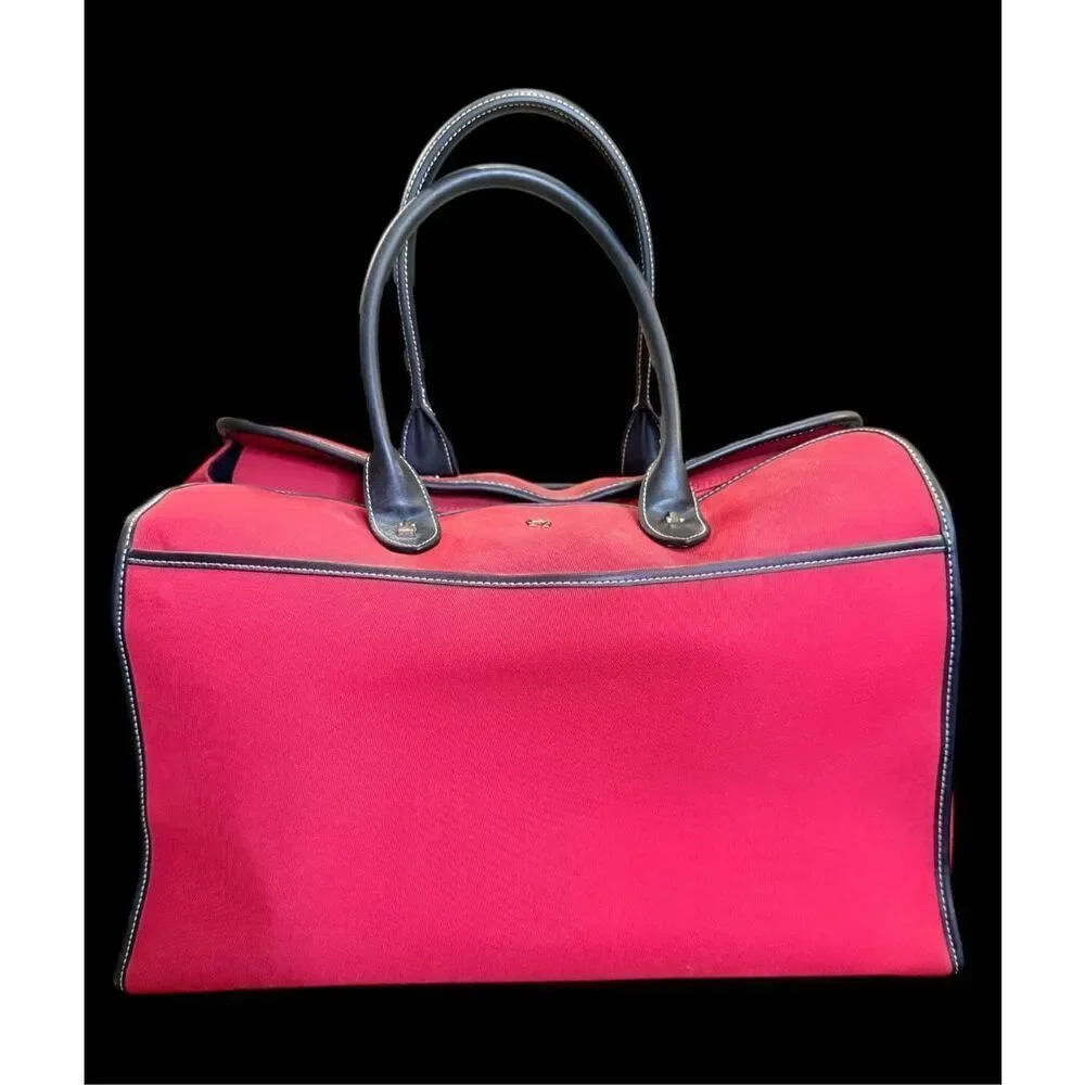 Etienne Aigner Medium Duffel Bag Red Zip Top Weekender